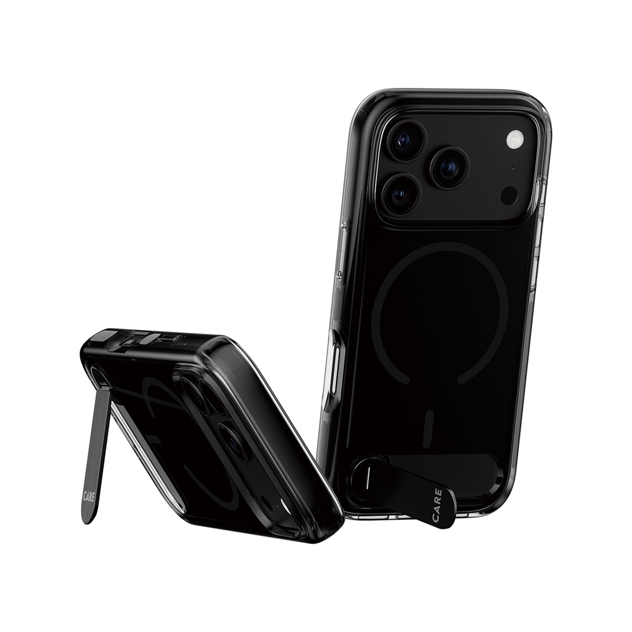 CARE™ by PanzerGlass® Kickstand Case Smokey m. Sort MagSafe iPhone 18 Pro Max | 17 Pro Max